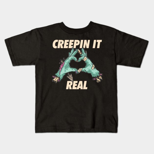 Creepin It Real -  Zombie Hand s Heart Kids T-Shirt by BlackRavenOath